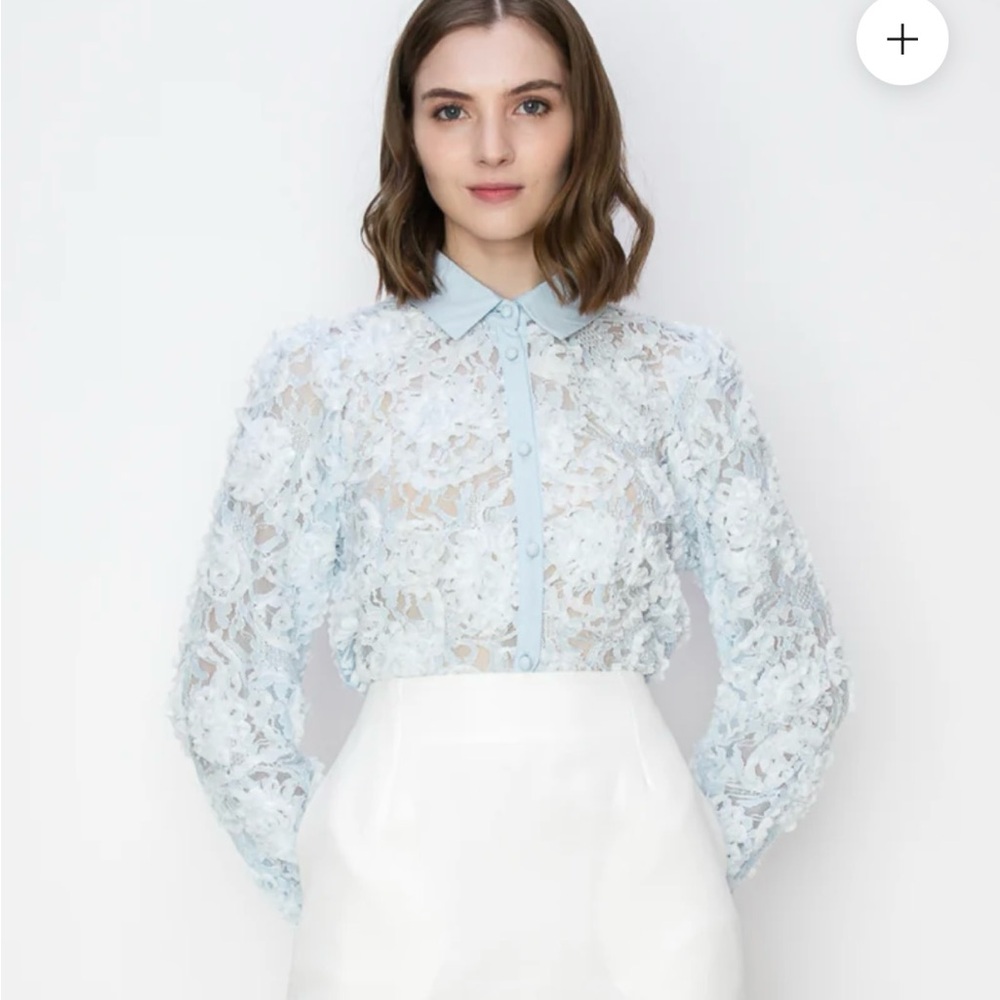 REINA LONG SLEEVES FLORAL LACE SHIRT BLOUSE